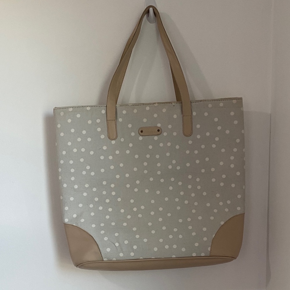 Elegant Beige Polka Dot Tote Bag